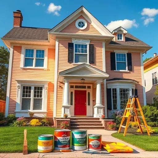 Renovated River Hills home with freshly painted exterior, vibrant landscaping, and inviting color palette under blue sky.