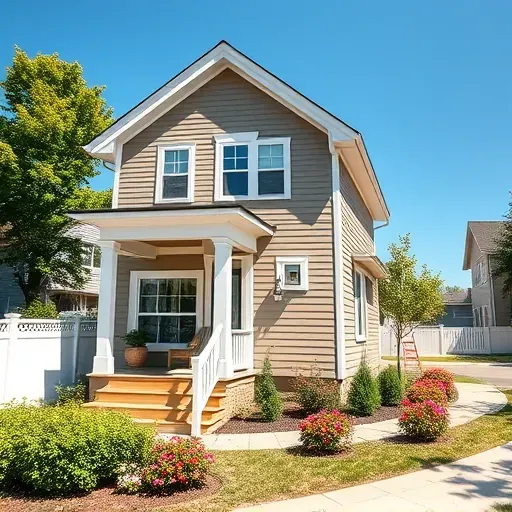 Modern painted home exterior in Cedarburg WI with vibrant garden and clear blue sky showcasing craftsmanship and tranquility.