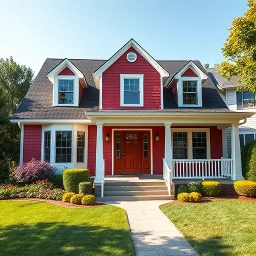 Elegant residential home in River Hills WI, freshly painted with vibrant colors, landscaped yard, clear sky, inviting curb appeal.