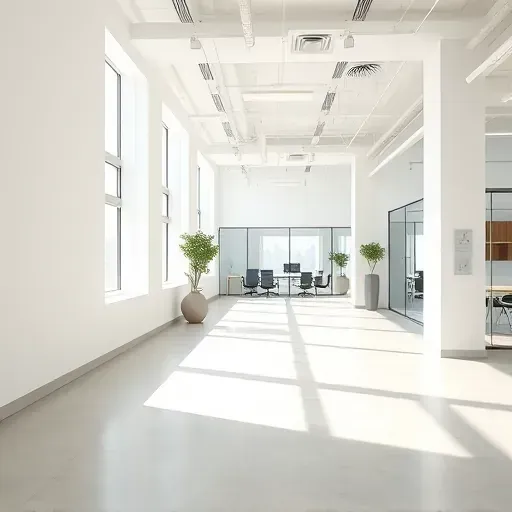 Bright Milwaukee commercial space interior with freshly painted smooth neutral walls, natural light, modern decor, and professional atmosphere