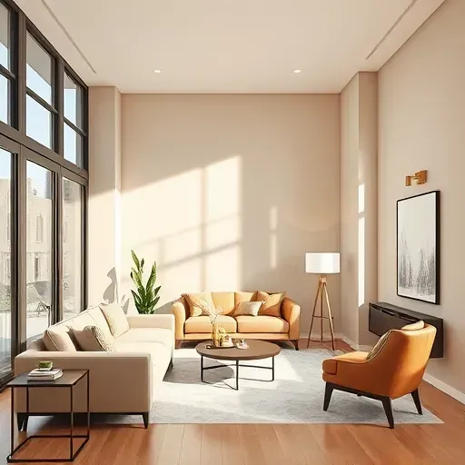 Freshly painted modern Milwaukee apartment interior with neutral tones, natural light, sleek furniture, and detailed craftsmanship