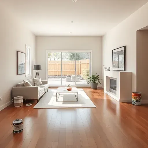 Freshly painted modern interior room in Wauwatosa Wisconsin with smooth walls, hardwood flooring, natural light, and stylish decor.