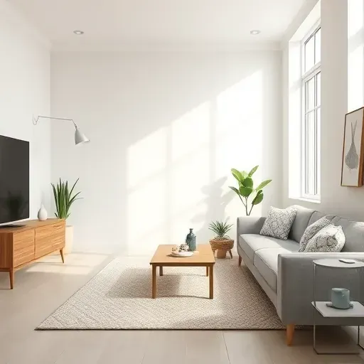Freshly painted neutral wall in a modern, well-lit room with stylish furniture, decor, and natural light in New Berlin WI