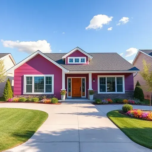 Freshly painted modern home in St. Francis WI with vibrant colors, manicured lawn, and serene sky.