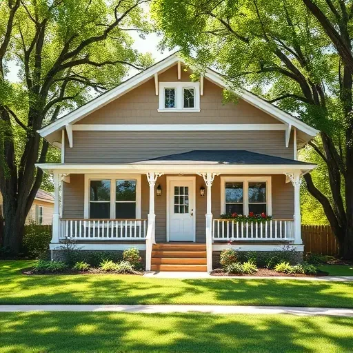 A charming Craftsman home in Cudahy, WI with freshly painted earthy exteriors, trimmed windows, and a landscaped yard.
