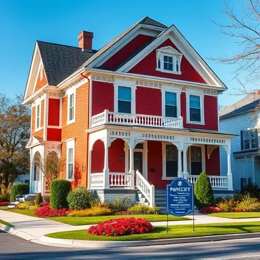 Victorian house in Cedarburg, WI, featuring vibrant painted siding, white trim, manicured lawn, and professional signage.