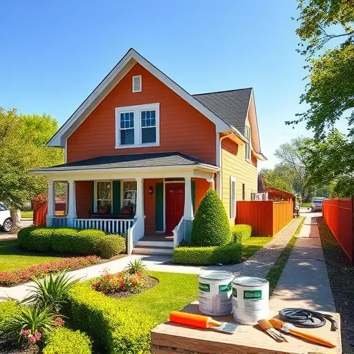 Completed painting project in West Allis WI featuring a freshly painted home with trimmed hedges and vibrant flower beds.