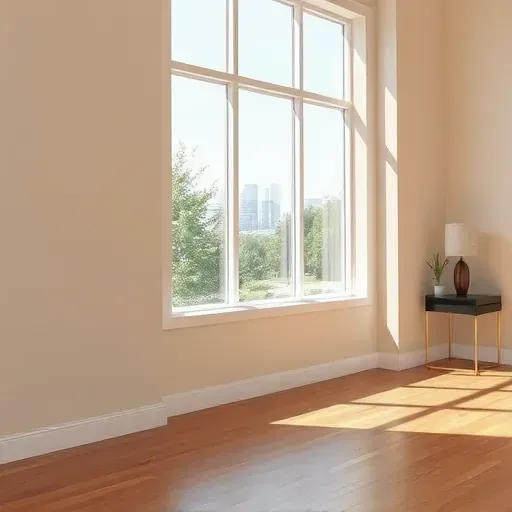 Freshly painted beige wall in a modern Milwaukee living room with sleek baseboards and stylish decor details.