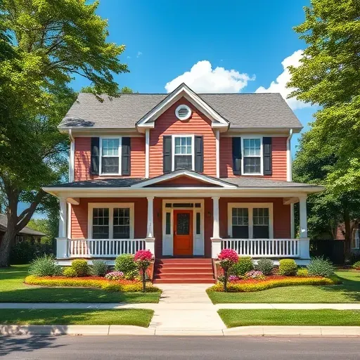Beautifully finished residential property exterior in Waukesha WI with vibrant paint, manicured lawn, and blooming flowerbeds.