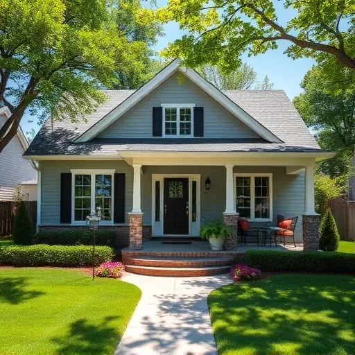 Freshly painted house in muted colors, lush lawn and flower beds, showcasing professional contractor work in Kenosha WI.