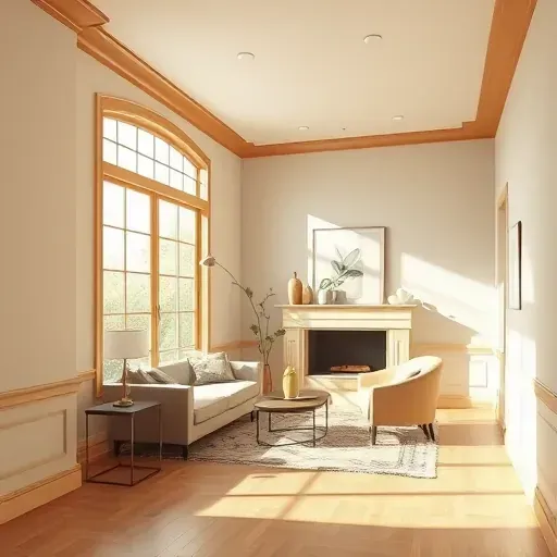 Interior of a Cedarburg WI home showcasing flawless warm neutral painted walls, natural light, detailed wood trim, and elegant decor