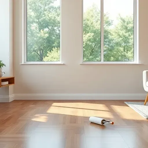 Fresh beige painted wall in a modern Hales Corners room with hardwood floor, natural light, and sleek decor emphasizing quality craftsmanship