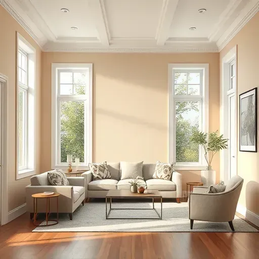 Freshly painted warm neutral interior wall in modern West Allis home with elegant decor and natural light.
