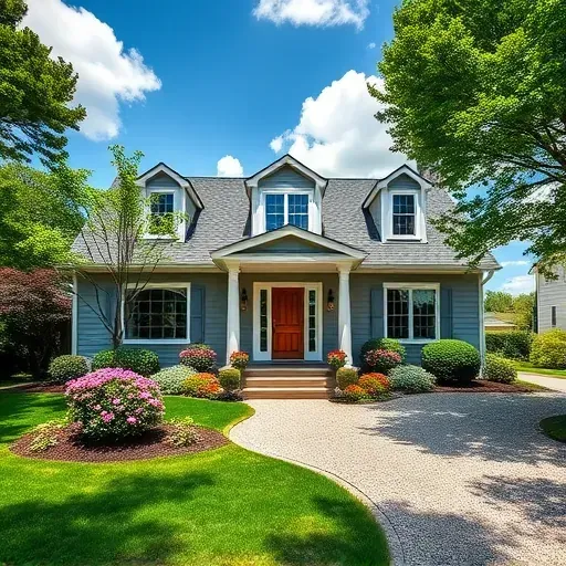 Freshly painted charming home in Whitefish Bay, WI with gray and white exterior, vibrant garden, and clear blue sky.