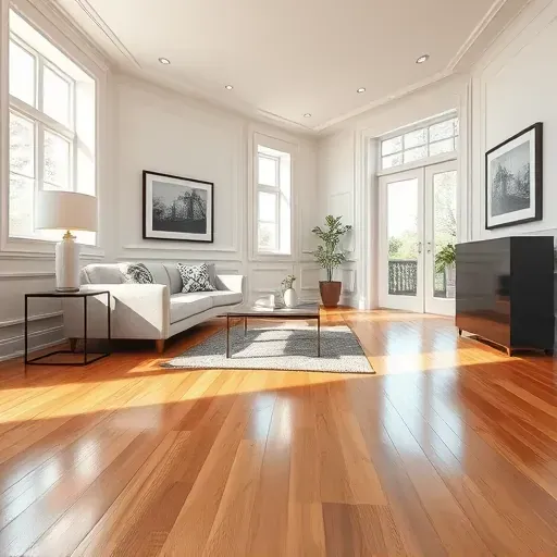 Bright renovated living room in West Allis WI with smooth neutral walls, polished hardwood floors, modern furniture, and natural light