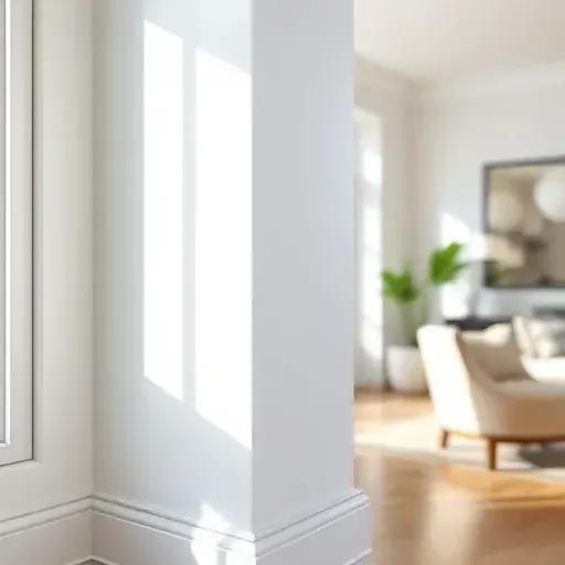 Freshly painted smooth white interior wall in a modern Milwaukee home with detailed textures, clean lines, and natural light.