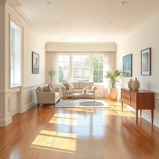 Freshly painted neutral walls with polished hardwood floors and modern decor in a well-lit Mount Pleasant Wisconsin interior