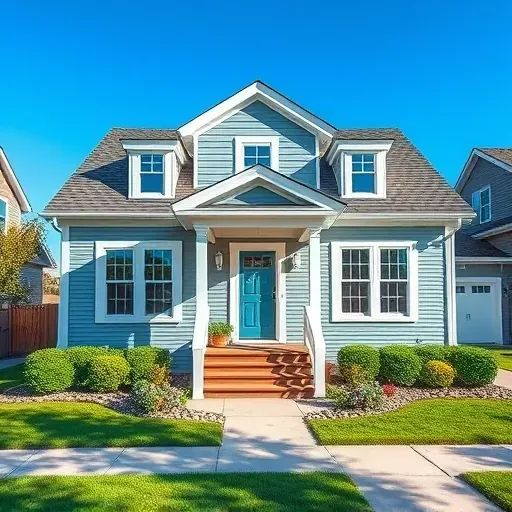Beautifully painted residential exterior in Port Washington, WI with modern colors, crisp trim, and serene landscaping.