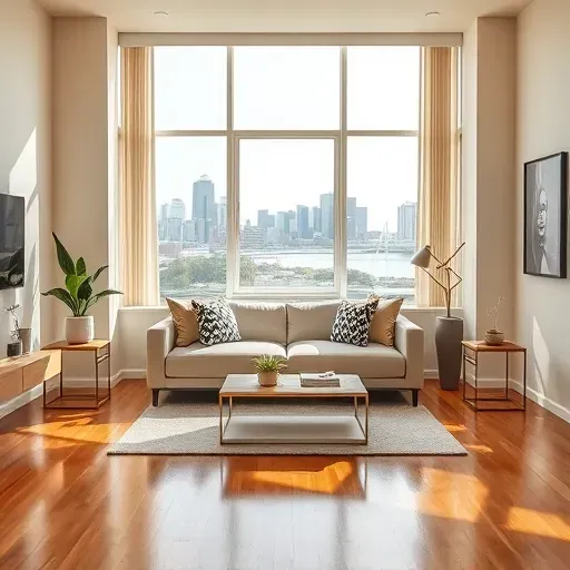 Freshly painted Milwaukee living room with neutral walls, hardwood floors, large windows, and modern decor.