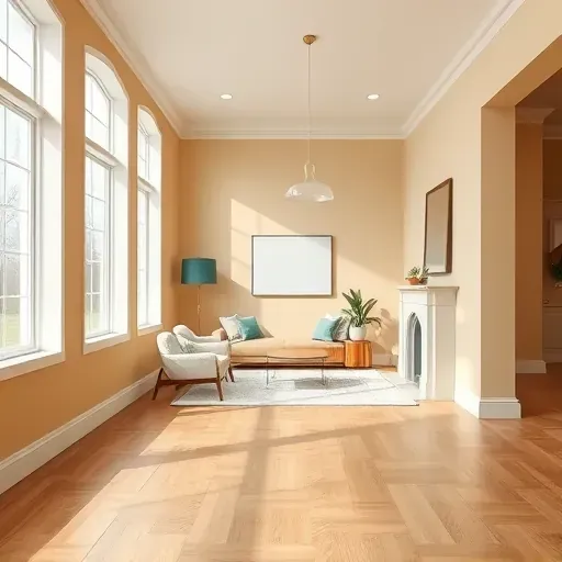 Freshly painted modern interior with neutral walls, detailed crown molding, wood flooring, and natural light in Caledonia WI