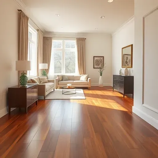 Freshly painted neutral walls in a bright living room with hardwood floors, elegant curtains, and modern decor in Wisconsin
