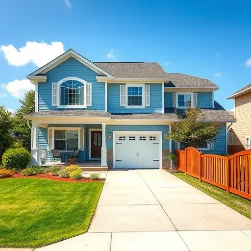 Beautifully renovated home in Pleasant Prairie, WI, featuring soft blue paint, white trim, lush landscaping, and clear skies.