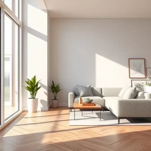 Freshly painted interior wall in modern Waukesha home, illuminated by sunlight with stylish decor and a calm atmosphere.