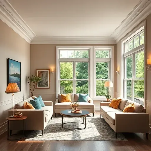 Interior of a New Berlin WI living space showcasing expertly painted walls, trim, and elegant furniture with natural light.