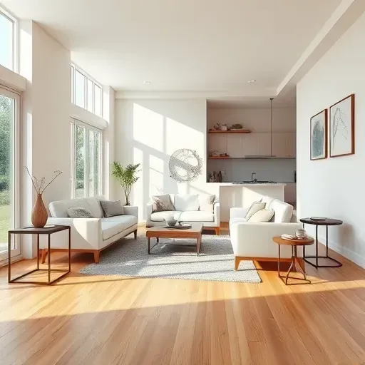 Freshly painted neutral walls in a spacious Glendale Wisconsin living room with hardwood floors and modern decor