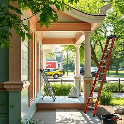 Freshly painted Bay View home showcases vibrant colors, intricate trim details, and a clean, professional worksite.