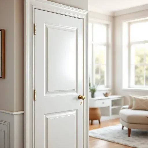 Close-up of a freshly painted modern door and window frame with smooth finishes inside a stylish neutral-toned home in Milwaukee WI