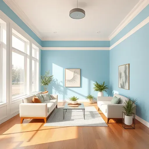 Freshly painted modern interior in Greendale WI with smooth walls, natural light, contemporary furniture, and hardwood flooring