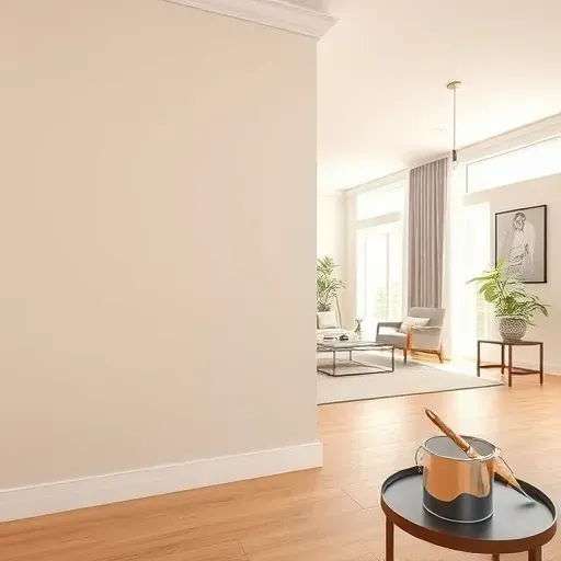 Freshly painted neutral wall in modern Bayside home with natural light, minimalist decor, hardwood floors, and professional finish