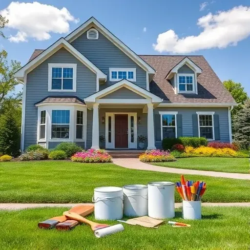 A beautifully transformed residential exterior in Hales Corners, WI, featuring freshly painted walls and vibrant landscaping.