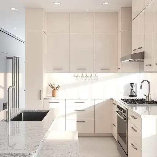 Refinished modern Milwaukee kitchen with sleek cabinetry granite countertops stainless steel appliances and natural lighting