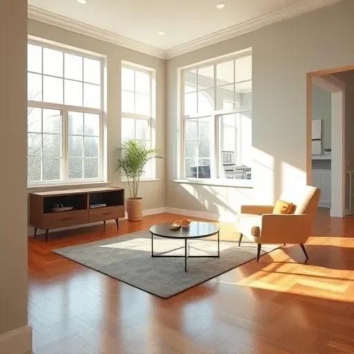 Freshly painted interior room in Pewaukee with smooth walls, polished wood floor, and natural light enhancing decor.