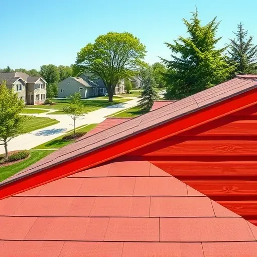 Close-up of vibrant siding on a Milwaukee home showing smooth, durable finish, clean lines, and a sunny suburban neighborhood