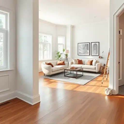 Freshly painted Germantown WI interior with smooth walls, natural light, modern decor, hardwood floors, and precise craftsmanship