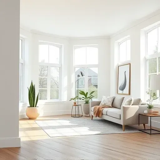 Freshly painted white walls in a stylish Union Grove living room with natural light, plants, and decor enhancing the ambiance.