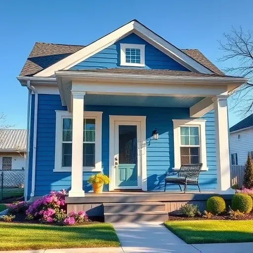 Freshly painted classic American home in Butler, WI, with blue walls, white trim, and a welcoming porch scene.