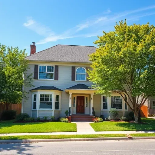 A beautifully painted residential home in Bay View, WI, showcasing soft tones, trim details, and vibrant landscaping.