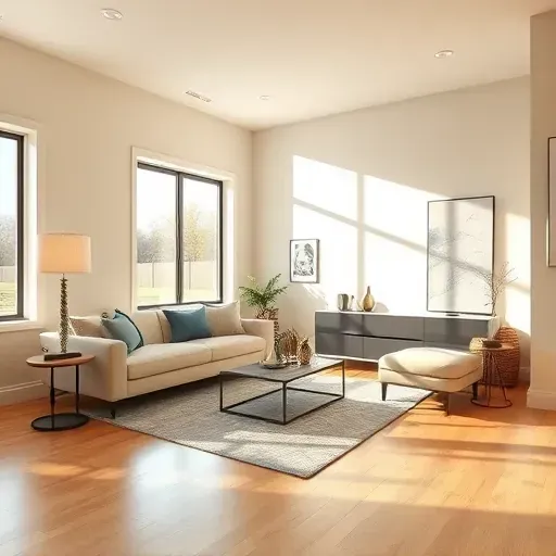 Modern Milwaukee living room with inviting neutral walls, bright natural light, contemporary furniture, and polished hardwood.