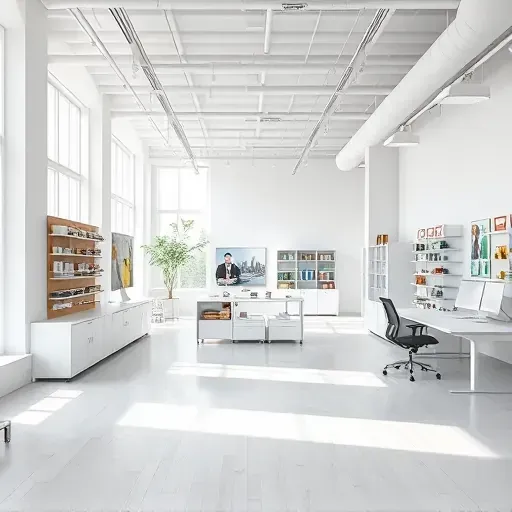 Freshly painted Milwaukee office and retail space with white walls, modern lighting, organized workstations, and natural light.