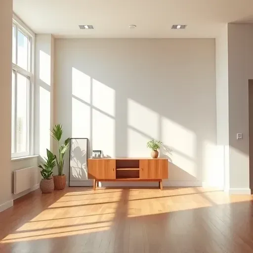 Freshly painted interior wall in modern Pleasant Prairie WI space with natural light, neutral tones, and stylish decor