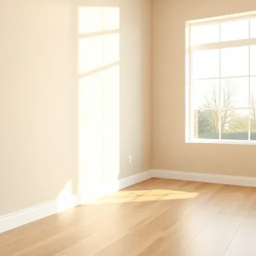 Freshly painted beige interior wall in Burlington Wisconsin with smooth texture, natural lighting, and modern home interior elements