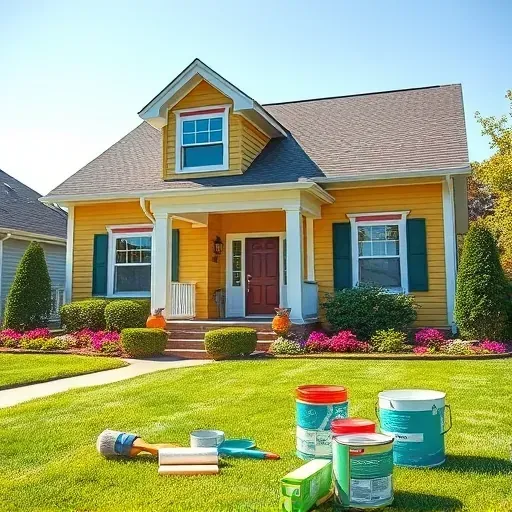 Charming suburban home in Glendale WI with vibrant paint, manicured landscape, and tools showcasing professional quality.