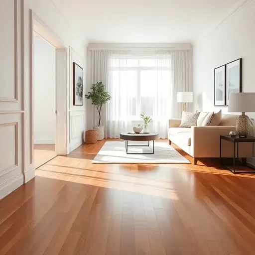 Finished modern living room with white matte walls, hardwood floors, stylish furniture, and natural daylight.