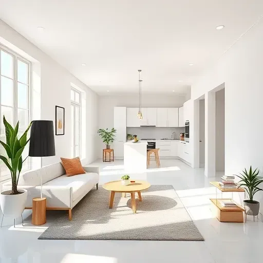 Modern West Allis living room with white walls, minimalist decor, natural light, and flawless smooth painted surfaces