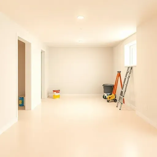 Freshly painted Milwaukee basement with smooth neutral walls, organized storage, durable flooring, and natural lighting.
