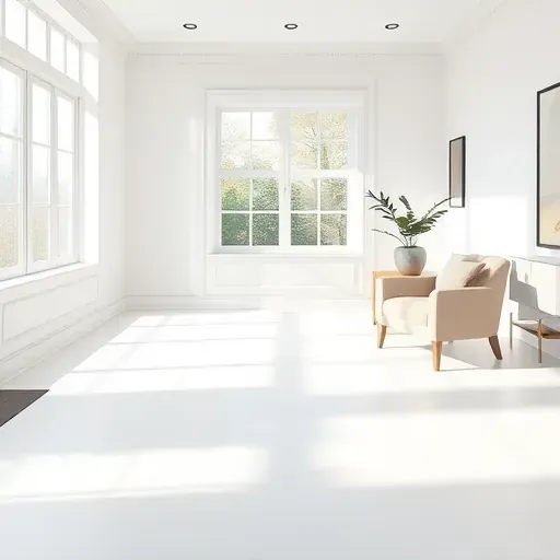 Bright modern living room in Whitefish Bay featuring white walls, natural light, sleek baseboards, and elegant decor.